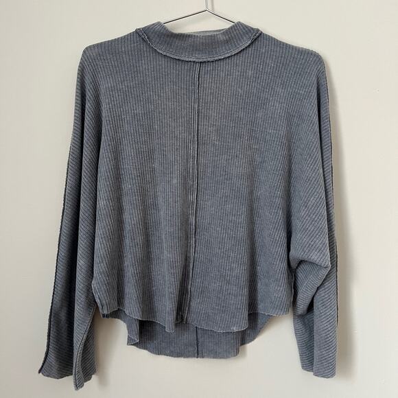 We the Free Gray Ribbed Mock Turtleneck Long Sleeve Sweater Size XS - Picture 1 of 12